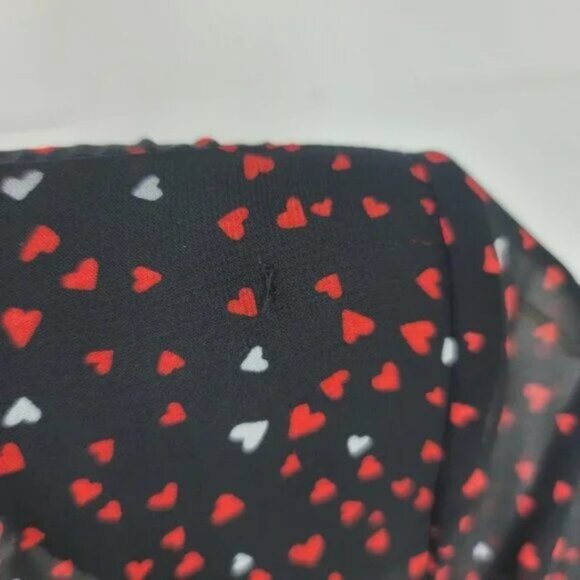 Zara Heart Print Mini Dress Ruched Long Sleeve V-Neck Party Dress - Picture 13 of 13